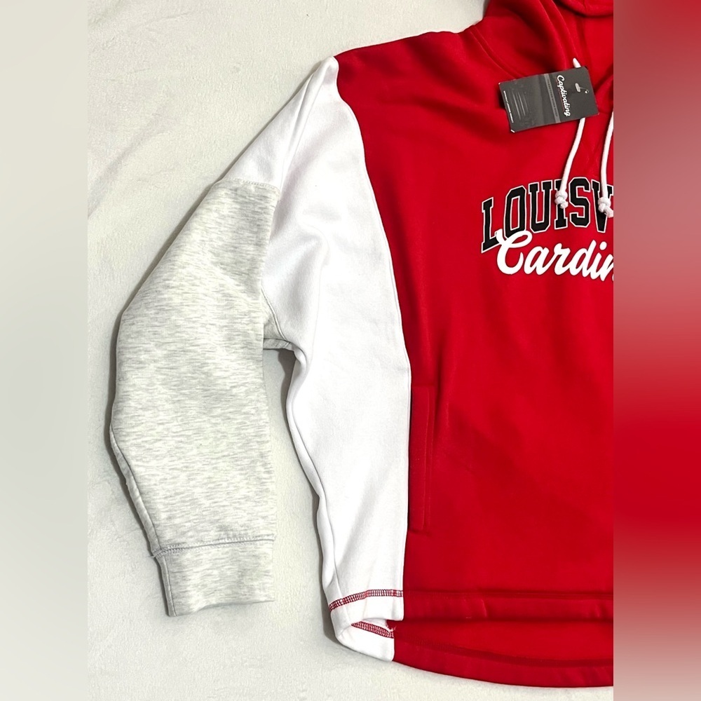 Louisville Cardinals Women’s Captivating Red White Gray Hoodie Sweatshirt - Picture 3 of 16